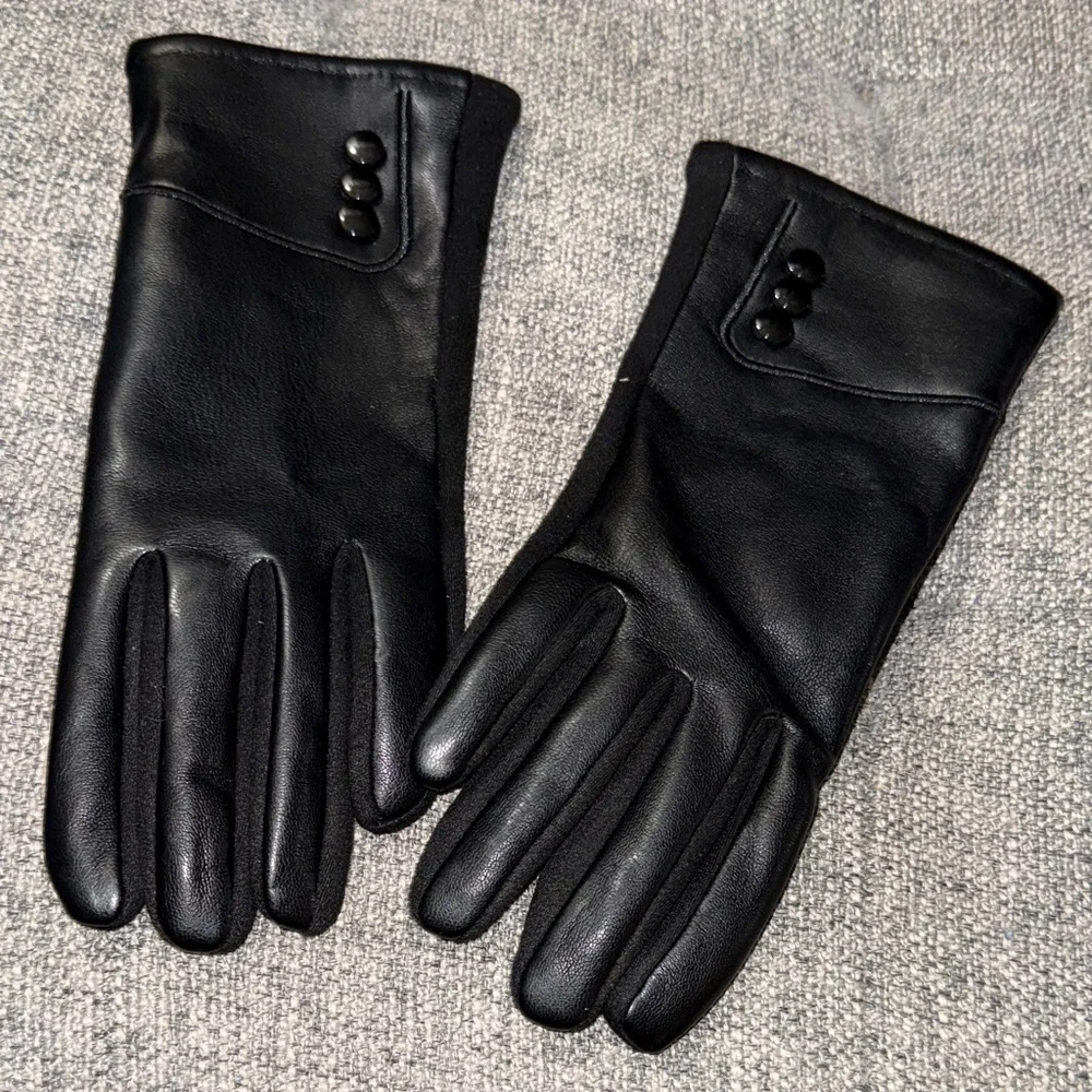 Women’s black faux leather driving gloves size l/xl